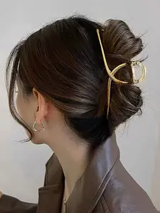 Large Metal Hair Clip Shark Jaw Cross Back Headband, Trendy Korean Style Hair Accessory, Halloween Street Fashion Hairpin