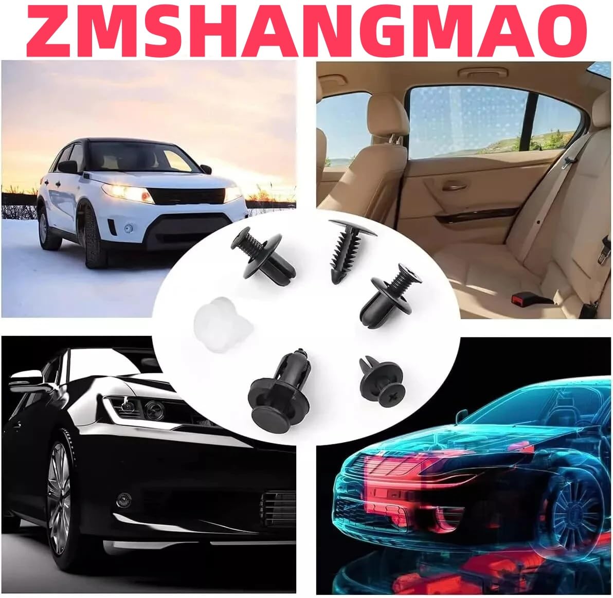 100 Pcs Bumper Clips Car Clips Plastic Rivets Fasteners Push Retainer Kit with Sizes Auto Push Pin Rivets Set