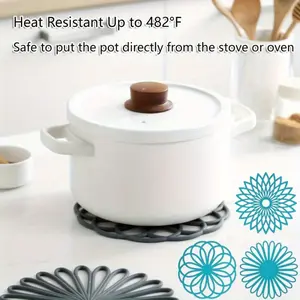 3PCS Silicone Trivet Mat Set Hot Pot Holder Hot Pads for Table Countertop Trivet for Hot Dishes Non-Slip Heat Resistant Modern Kitchen Hot Pads for Pots Pans Coasters Coffee gadgets