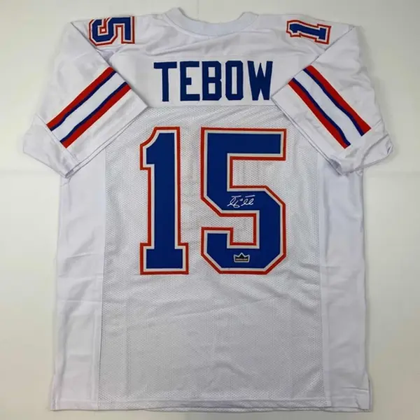 Facsimile Autographed Tim Tebow Florida White Auto College Jersey