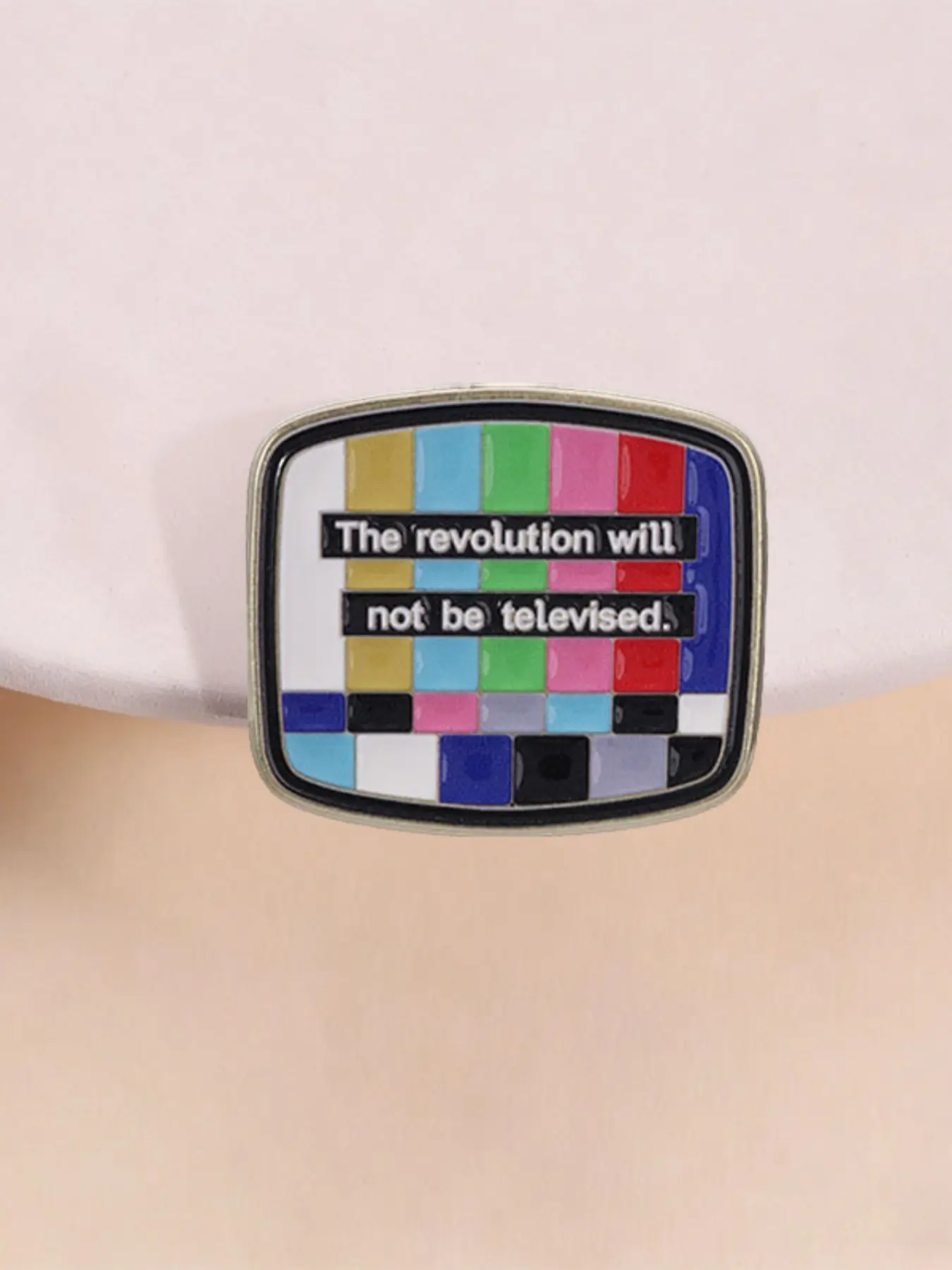 "the Revolution Will Not Be Televised" Vintage TV Enamel Pin, Retro Fashion Accessory, Unique Gift Idea, Collectible Jewelry Piece, Lapel Brooch