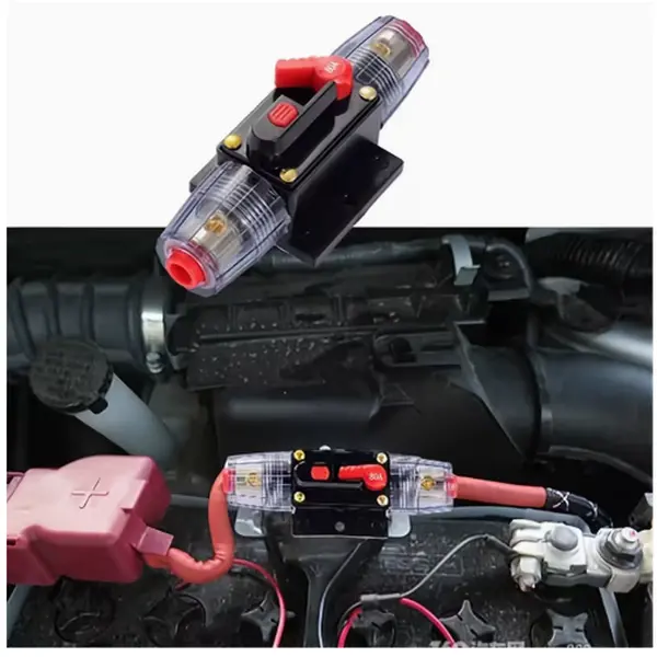 IP67 Waterproof Inline Circuit Breaker Switch - High-Quality Alloy, Easy Surface-Mount, 3-15 AWG Resettable Manual Fuse Holder, 12V-48V DC, 30A-150A Amperages, Efficient Circuit Protection for Car, Boating Use, RV, Bus, Dc Power Supply