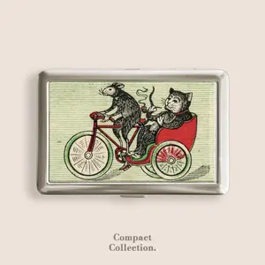 Fat Cat Vintage Japanese Matchbox Art Cigarrette Case Zigarettenetui Wallet Vintage Metal 100s Box Blunt Holder Gift