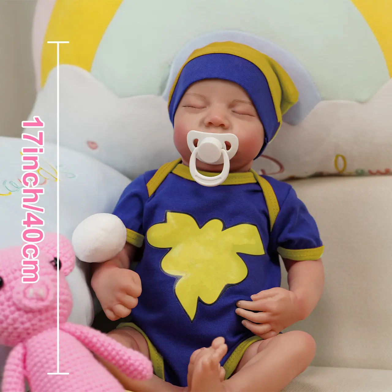 VACOS Realistic Reborn Baby Doll - 17 in Realistic Newborn Baby Boy with 3D-Painted Skin, Vascular Veins, Soft Vinyl, Cute Playhouse Toy, Birthday Gift
