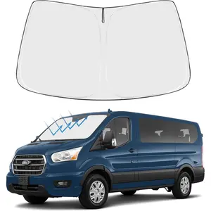 2025 Upgrade Windshield Sun Shade Custom Fit 2015-2023 2024 2025 Ford Transit 4-Layer Foldable Front Sunshade Protector Sun Visor Blocks UV Rays Keep Car Cooler