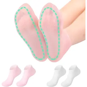 2Pairs Silicone Socks for Dry Cracked Feet Women,Non-Slip Moisturizing Foot Mask Exfoliating Socks,Cracked Heel Treatment and Silicone Moisturizing Foot Socks for Women