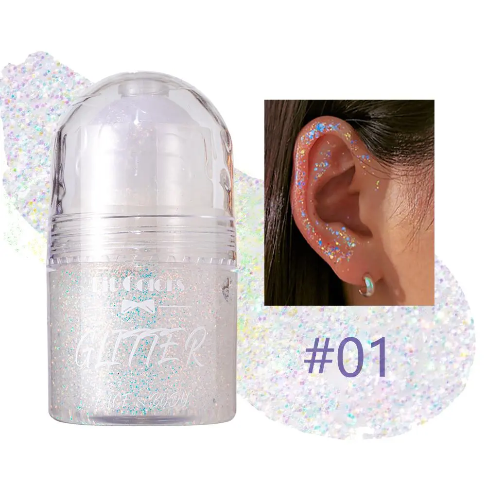 Roll-on Sequin Gel for Stage Makeup, Glitter Powder, Body Paint, Dazzling Eyeshadow, Shimmering Body Glitter for Women & Girls, Long Lasting Body Glitter for Stage Makeup, Cosplay, Party, Sparkly Shimmer, Metallic Sparkle