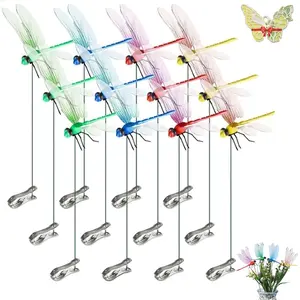 [3D] Realistic 3D Dragonfly Clip - Outdoor/Insect Repellent Garden & Hat Decoration, Colorful Plastic Insect Clip, Suitable for Courtyards, Fences, and Hair (Easy-Clip Design, Artificial Dragonfly)