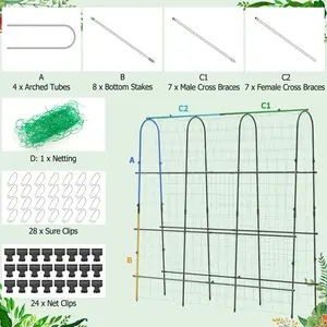 COSTWAY - 71 x 71 Inch U-Shaped Tall Garden Arched Trellis for Climbing Plants