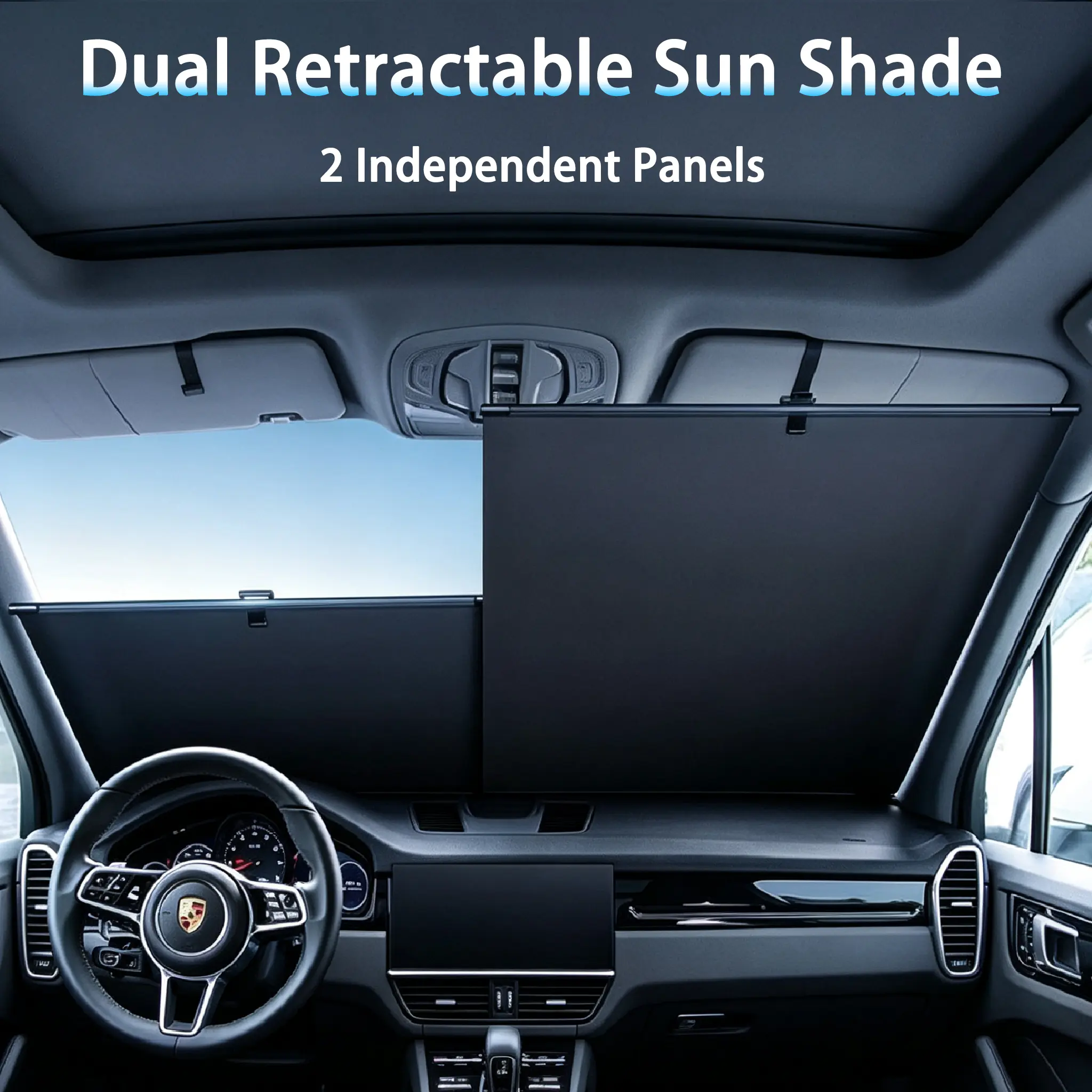 Windshield Sunshade for Car - Foldable Retractable Sun Visor, blocks UV rays & heat, Umbrella Sun Shade, Car Interior Accessories, Car Stuff