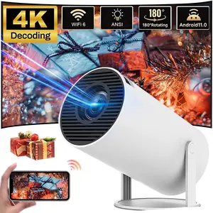Mini Portable Projector, Wi-Fi 6 and wireless5supports 4K 1080P decoding can be rotated 180 ° 130'screen movie Tv home projector. Built-inAndroid 11 for bedroom/outdoor, supportlaptop/smartphone/Pc, tiktok store best gift!