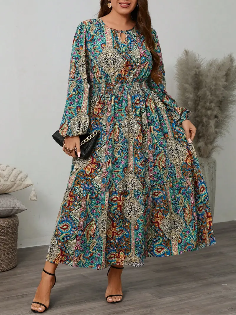green artsy leopards long sleeve mini dress FARM Rio Artsy Leopards Green Long Sleeve Mini Dress