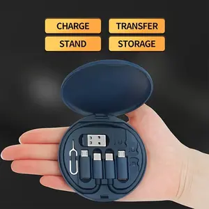 Multi-Device USB Charging Adapter Cable Kit, Multifunctional Charging Cable, USB-C Conversion Set, USB A&c to Micro/micro USB Cables, Data Transfer, Card Storage, Phone Stand
