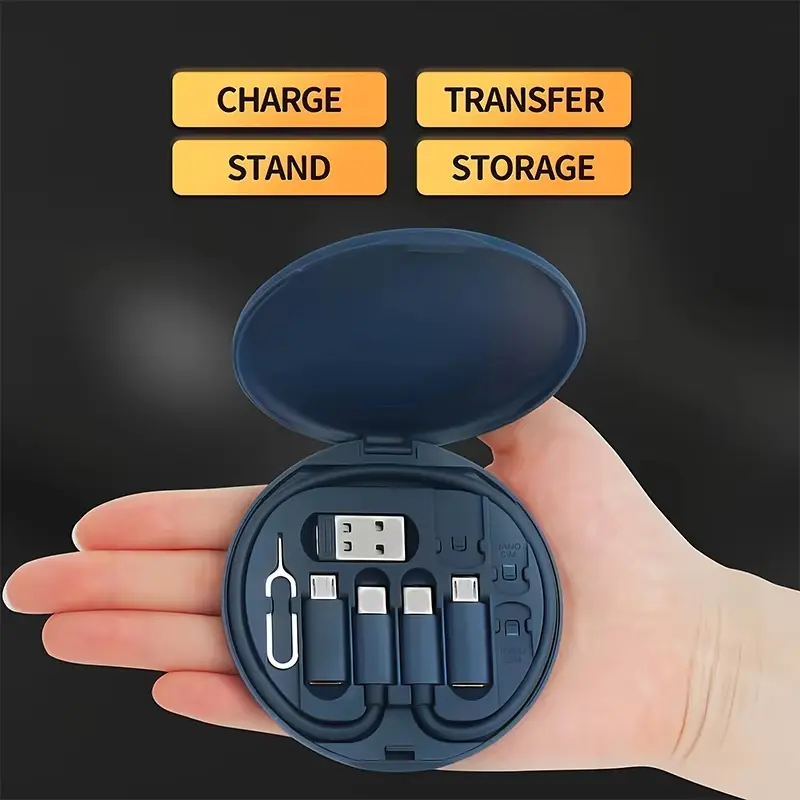 Multi-Device USB Charging Adapter Cable Kit, Multifunctional Charging Cable, USB-C Conversion Set, USB A&c to Micro/micro USB Cables, Data Transfer, Card Storage, Phone Stand