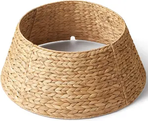 24in Hyacinth Christmas Tree - Woven Rattan Basket for Christmas Tree Base Cover, Holiday Decoration for 4ft 6ft 7.5ft Artificial with Cord Cut-Out(Natural)