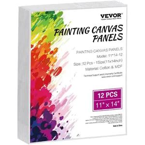 VEVOR Canvas Boards for Painting, 11x 14 Inch White Canvases for Painting, 12 Pack Painting Canvas Panels for Sketching, Acrylic and Oil Painting, Watercolor, Paint Canvas for Kids and Professionals