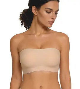 Womens Strapless Jelly  Bras  Bandeau Bra Non Slip Wireless Supportive Padded Bras Seamless Comfortable Jelly Bra
