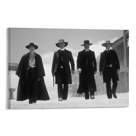 Vintage Tombstone Western Film Print - Wyatt Earp & Doc Holliday, Bright Colors, Retro Cowboy Vibe, Funky Western Art, Eclectic Minimalist Frame-Style Design, Boho-Retro Match Bohemian Country Rustic Home Decor, Home-Office Wall Art, Ideal Artistic Gift