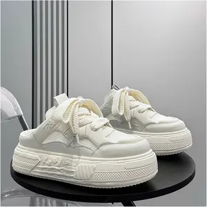 Men's Chunky Platform Mule Sneakers, Slip-On Backless Canvas Shoes, Casual Streetwear Footwear for Summer & Everyday Wear