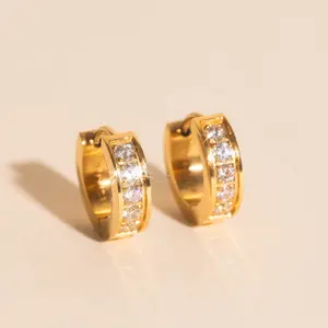 Crystal Chunky Huggie Hoop Earrings