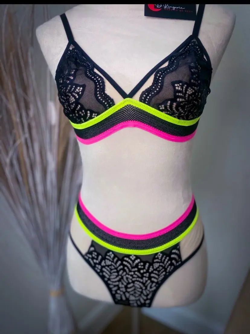 Neon Set Bralette and Panty - Women's Comfortable Design for Everyday Wear - Womenswear Casual Fashion