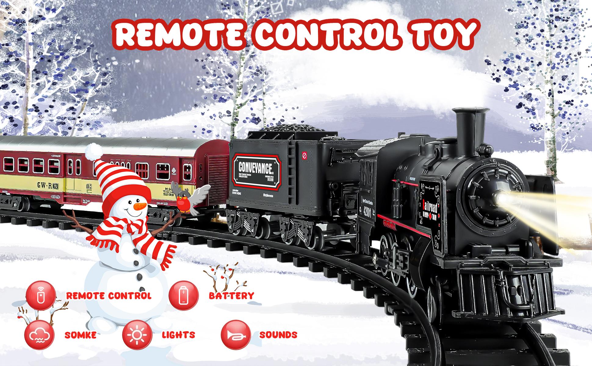 Rc Steam Locomotive Christmas Train, Remote Control Train Toys,Christmas Gift for Kids Boys Girls with Smokes, Lights and Sound Rc Steam Locomotive Christmas Train, Remote Control Train Toys,Christmas Gift for Kids Boys Girls with Smokes, Lights and Sound