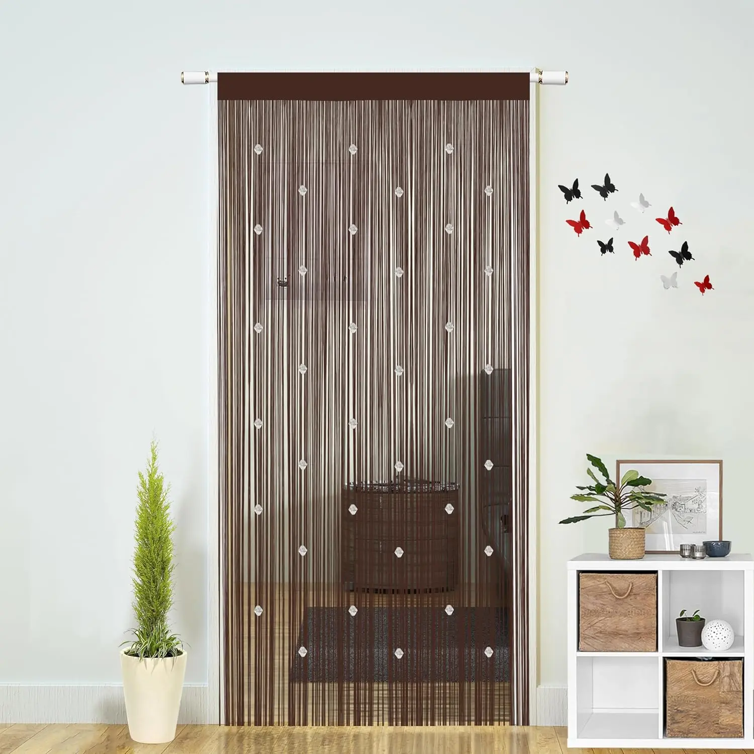 Beaded String Curtains for Doorways Boho Bedroom Decor Hanging Door Wall Beads Closet Window Curtain Room Divider Privacy Decorative (Coffee, 39" W x 79" L)