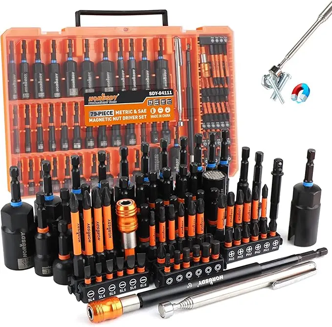 Upgraded Magnetic Impact Nut Driver Set, Metric & SAE with 3LB Magnetic Pickup Tool, Socket Adapters, Wing Nut Driver, Universal Sockets, Quick-Change Bit Holder & Extensions, Power Bits