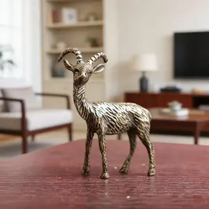 Vintage Brass Small Lamb Ornament, Lucky Goat Home Decor, Solid Antique Goat Figurine, Desktop Tea Pet Craft, Bookshelf & Home Decoration