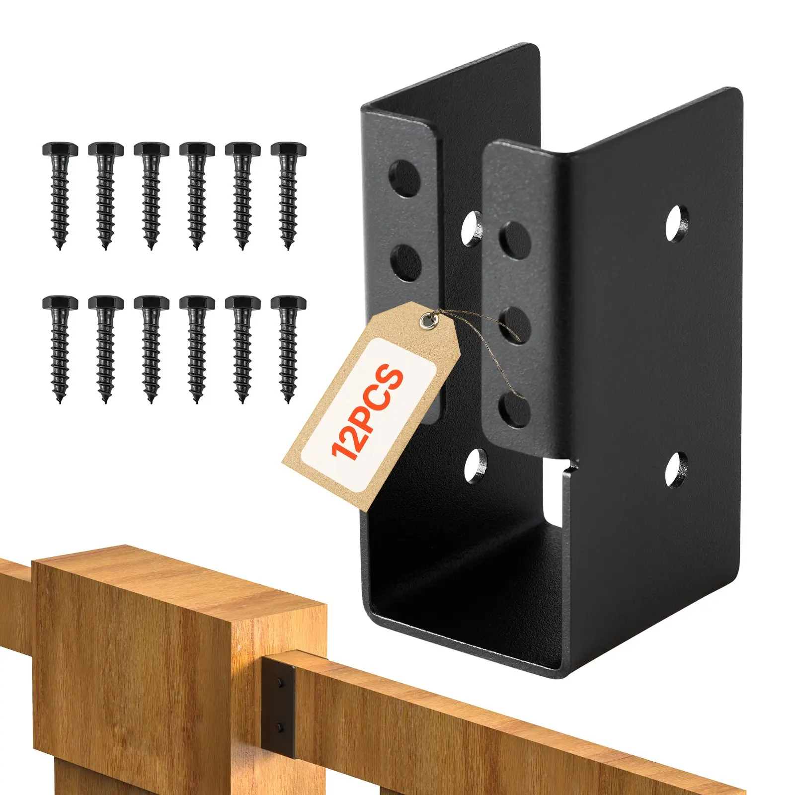 VEVOR Concealed Joist Hanger, 2x4 Inch Outdoor Concealed-Flange Joist Bracket with Screws, Steel Light Joist Hangers for 1.93 x 3.62 Inch / 49 x 92 mm Beam, Swing, Fence, Wooden Slides, 12 Pcs