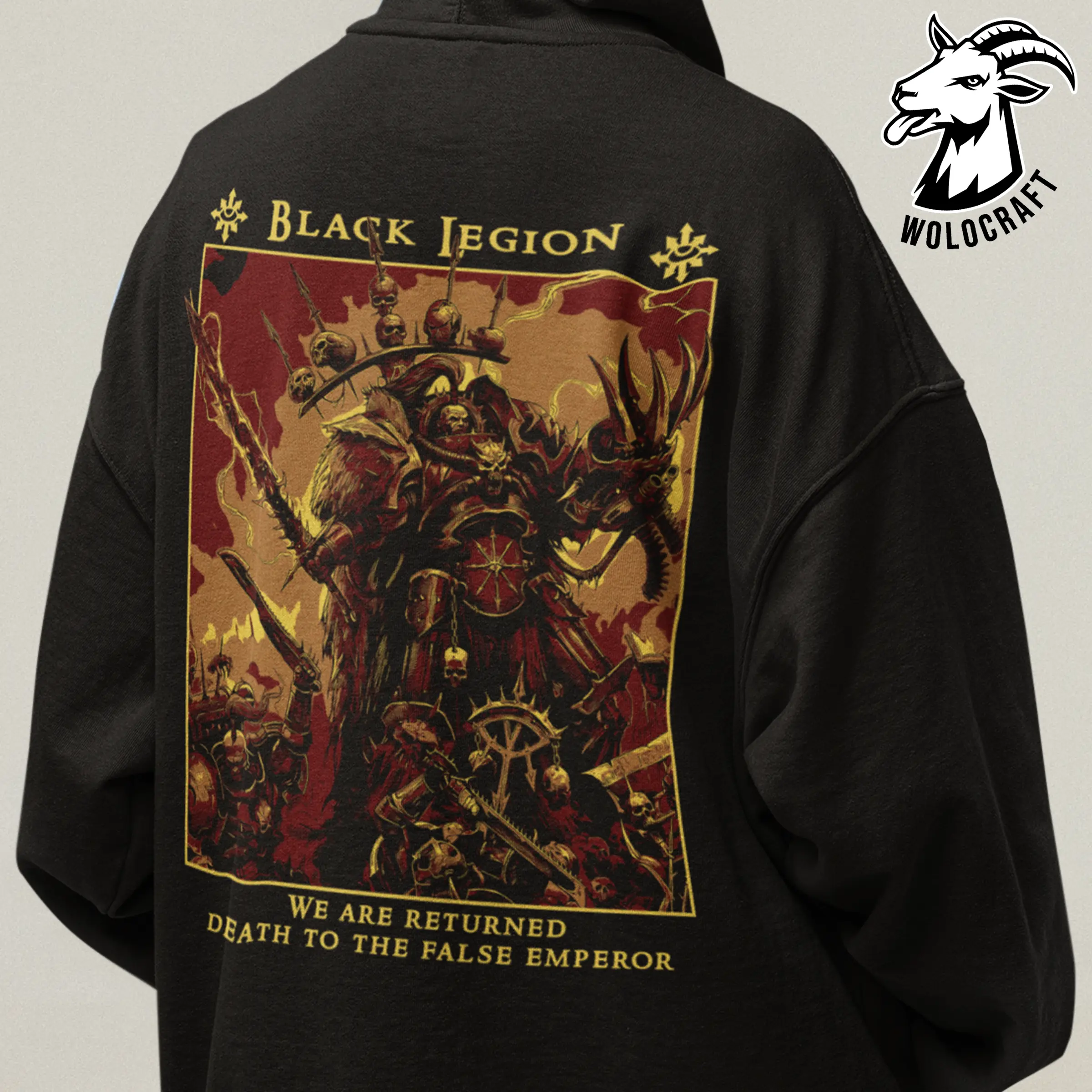 Black Legion Warhammer 40K Hoodie, Chaos Space Marines Unisex Cotton Hooded Top, Dark Sci-Fi Graphic Apparel, Fan Gift Clothing