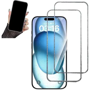 2 count Glitter Screen Protector suit for  15 Pro, Bling Shiny Sparkling Tempered Glass Suit for  15 Pro 6.1Inch