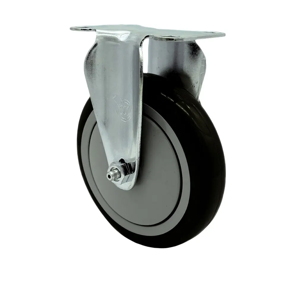 5" Rigid Caster with Black Polyurethane Wheel - 350 lbs Capacity per Caster - Service Caster Brand