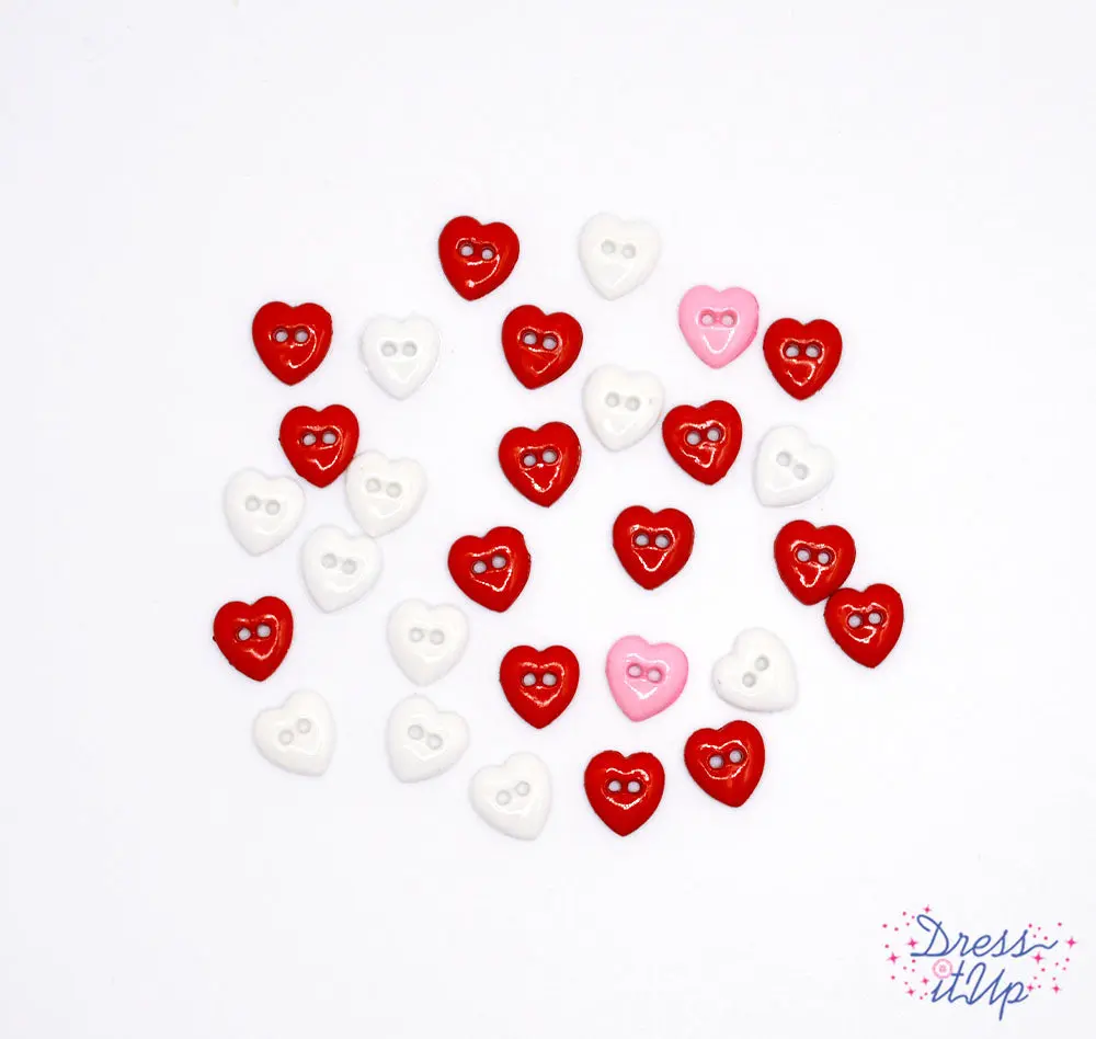 Heartbreaker 2-Hole Red White Pink Valentine's Day Themed Buttons