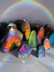 1pc Stunning High Quality Rainbow Flash Labradorite Crystal Freeform,  Labradorite Standing Sculpture, Loose Gemstones, Perfect Home Decoration Art Piece, Unique Holiday Gifts, The Ideal Choice for Crystal Enthusiasts, Crystal Embellishments