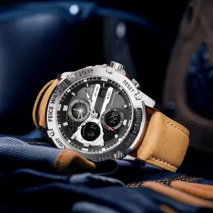 FEICE Multifunction Men's Watch, Luminous Waterproof, Calendar Chronograph Classic Fashion Watch for Outdoor Sports Silver Rare Chronograph Watch luxury dress watch men dual display Industrial  Retro Punk Dual Movement Watch