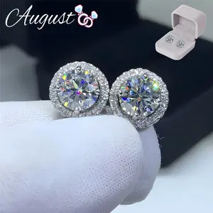 Women's round cubic zirconia earrings are suitable for gifts for mothers, colleagues and friends, with exquisite gift boxes