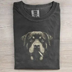 Comfort Colors Smoking Rottweiler T-shirt, Vintage 90s Funny Edgy Dog Meme Tee, Unisex Fit Design, Casual Streetwear, Gift for Dog Lovers