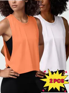 Women's Loose Sleeveless Hoodie Set, Ice-Cool Fabric, Comfortable Breathable Running Training Yoga Top, Casual Fitness Vest, Yoga Sports Vest, Sleeveless Gym Tops, 2 Piece