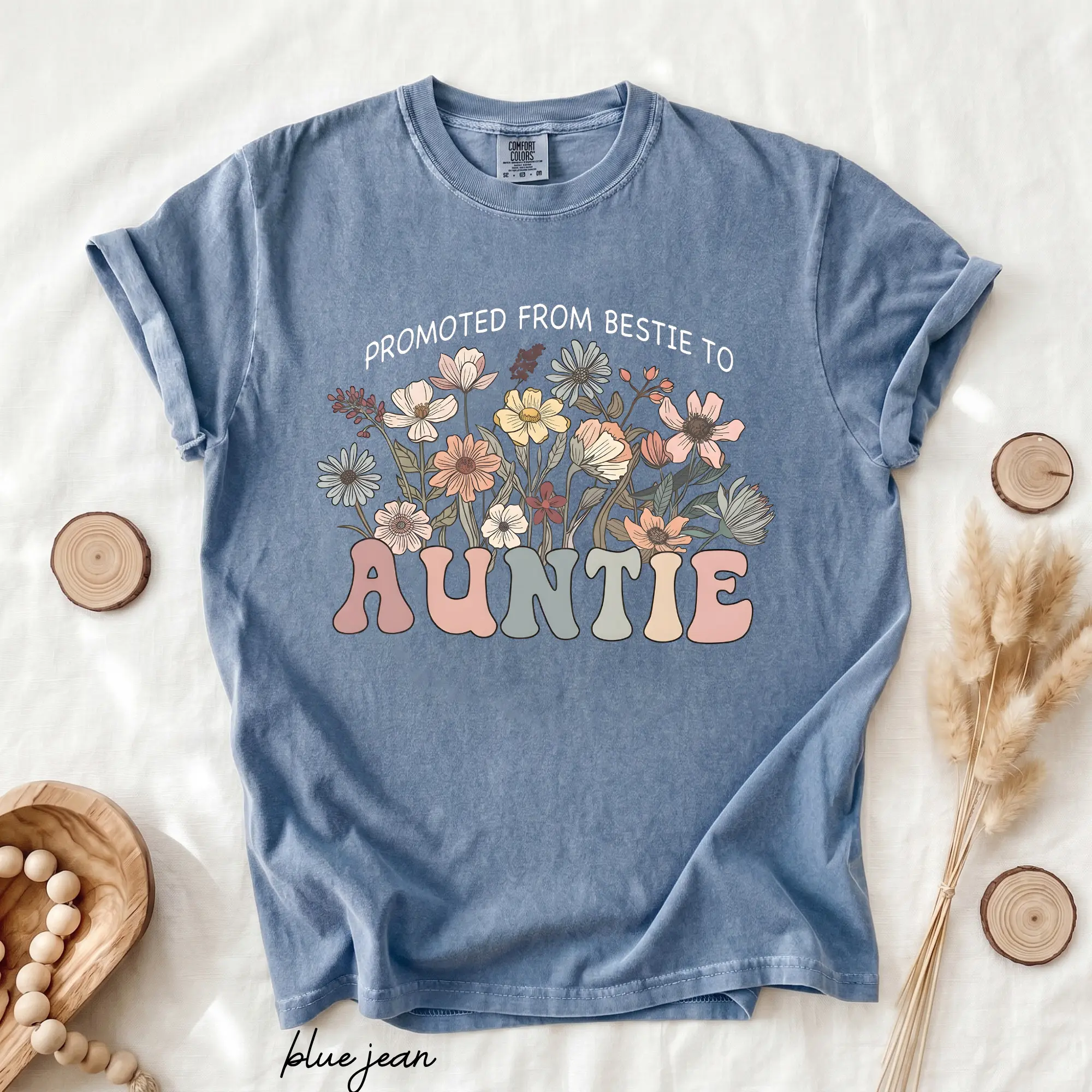 Comfort Colors Promoted From Bestie To Auntie Est 2026 Shirt, Aunt To Be Pregnancy Announcement Tee, Cute Family Reveal Gift for Aunt