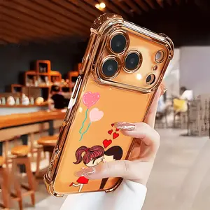 Couple in Love Balloons Case for iPhone 17 Air 16 Pro Max 15 Plus 14 13 12 11 X XS Shockproof Full Camera Protection Anti-Scratch Durable Slim Silicone Cover Festive Design