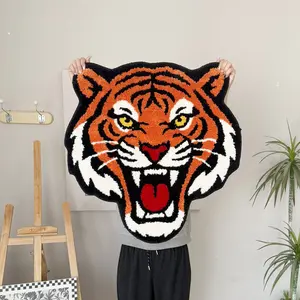 Tiger Head Handmade Tufted Rug, Soft Plush Touch, Comfortable Foot Feel, Non-Slip Backing, Perfect for Living Room Bedroom Entryway, Animal Print Rug, Home Decor Rugs, Fluffy Rugs, Animal Printed Rug