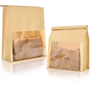 50 Bread Bags with Tabs for Homemade Sourdough Bread, Paper Bakery Bags with WindowLarge Bakery Loaf Bag for Baked Goods Packaging(11'' X 8.7'' X 4.3'') ()