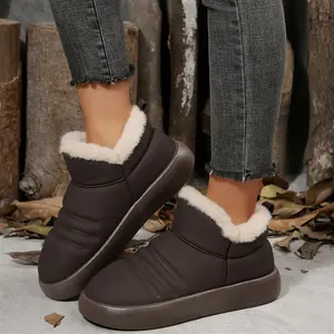 Women's Cozy Plush-Lined Snow Boots - Stylish Waterproof Ankle Indoor Outdoor Shoes for Cold Weather