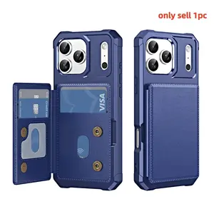 Flip Card Slot Wallet Leather Phone Case for IPhone Air 17 16 14 13 12 Pro Max 15 Plus 16E Stand Anti Drop Protective Cover Shockproof Phone Cover
