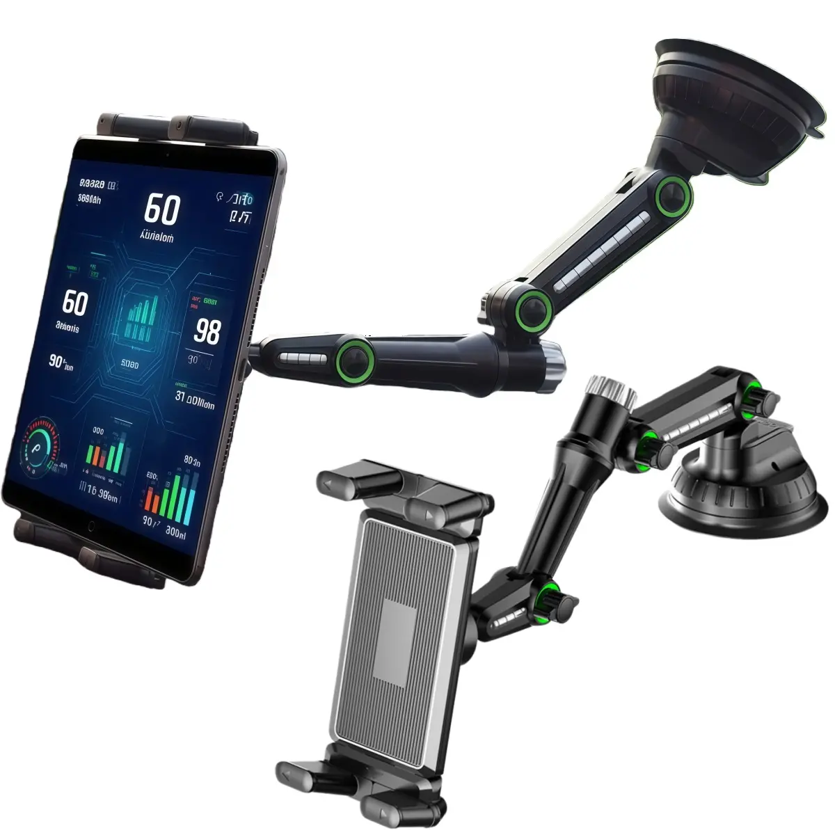 2-in-1 Universal Phone & Tablet Mount Stand with Suction Cup Clamp, 360° Rotatable Truck Accessories for Car SUV Pickup Taxi, Dashboard/Windshield Fit up to 11in iPad iPhone 17-12 Pro Max iPhone 11 Pro Max Samsung Galaxy, Simple Install, Adults