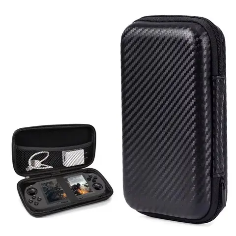 WUDS Durable Hard EVA Plastic Carrying Case for Retro Handheld Game Consoles SF3000/SF3000HD/R36S - R36S-Fit, 90g Sturdy Light Shell, Black Portable Storage Organiser with Mesh Pocket, 21x11x4.5cm Accessory Box