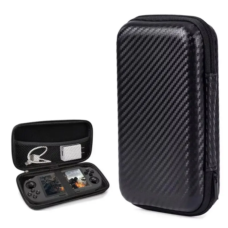 WUDS Durable Hard EVA Plastic Carrying Case for Retro Handheld Game Consoles SF3000/SF3000HD/R36S - R36S-Fit, 90g Sturdy Light Shell, Black Portable Storage Organiser with Mesh Pocket, 21x11x4.5cm Accessory Box