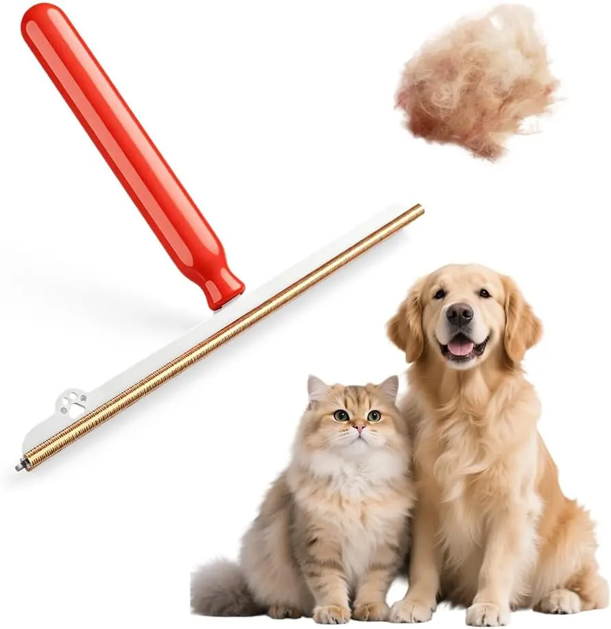 Carpet Rake for Pet Hair Removal, Rubber Carpet Broom for Dog Cat Hair, Long Handle Reusable Pet Hair Remover Tool for Carpet, Rugs, Mats (1PC)
