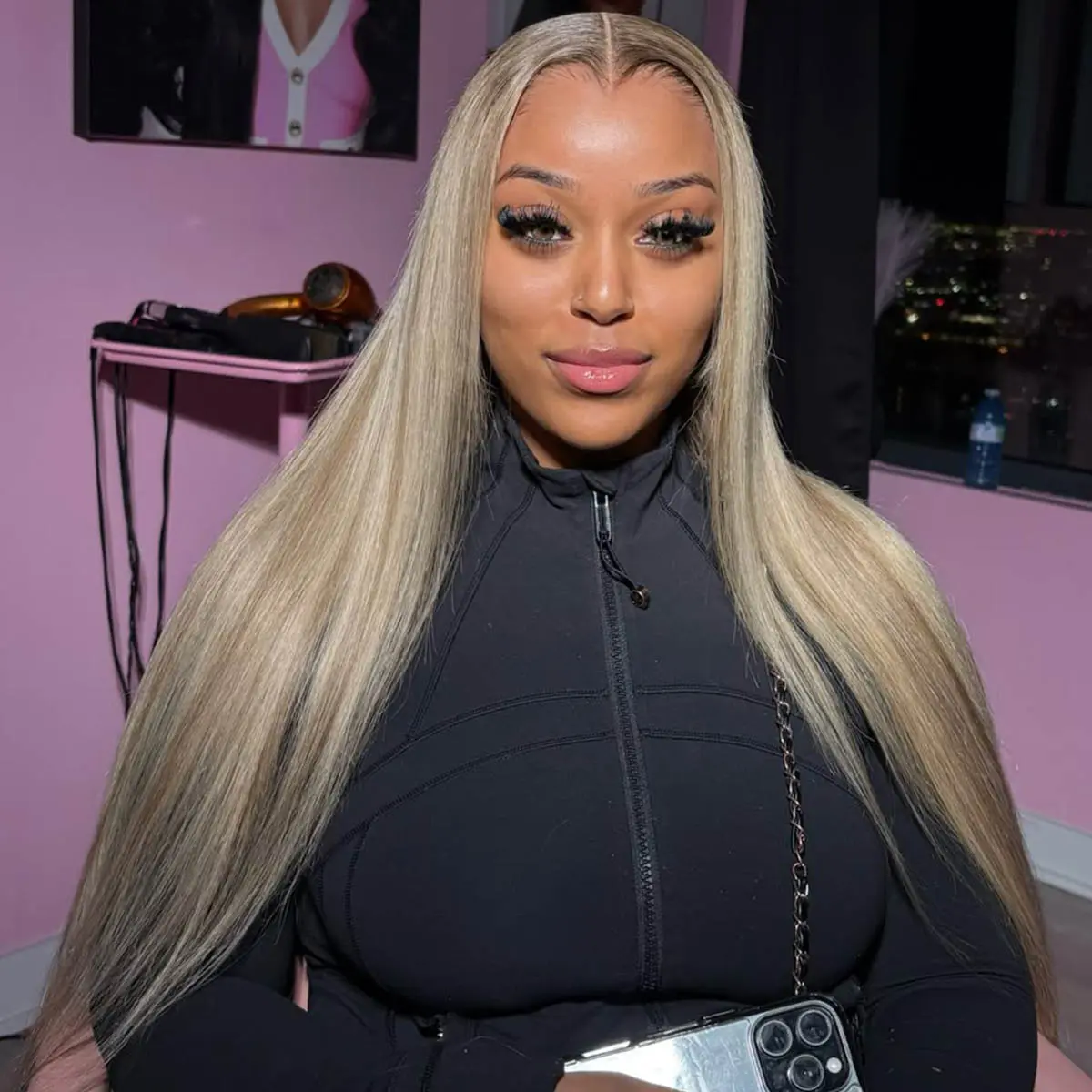 Grey Ash Blonde Highlight Wig Human Hair 13X4 HD Balayage Glueless Wigs Human Hair for Women Ash Brown with Platinum Blonde Highlight Lace Front Wig Human Hair Pre Plucked Straight 180% Density